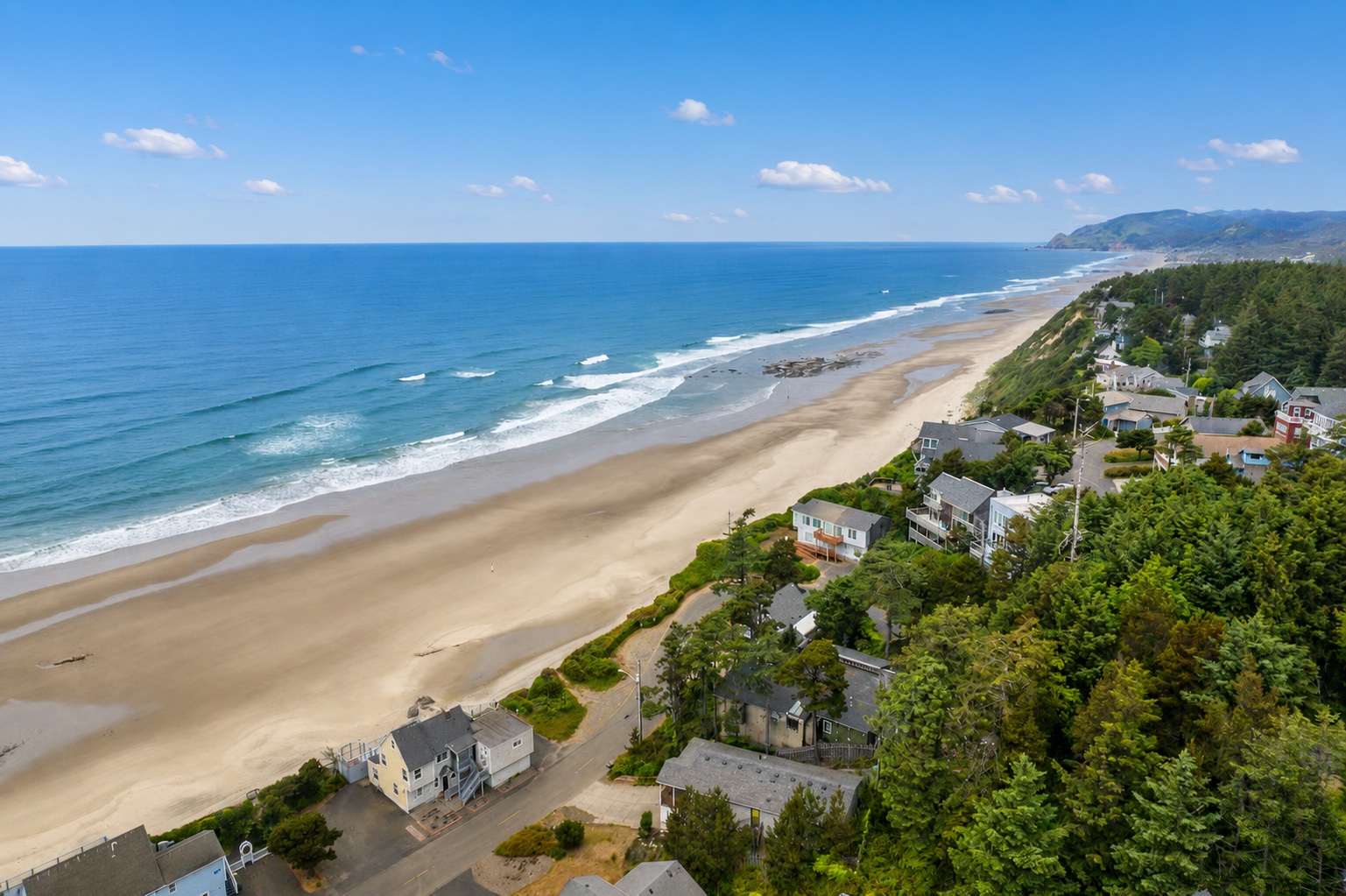 Aerial view of Oregon Coast beach near Olivia Beach