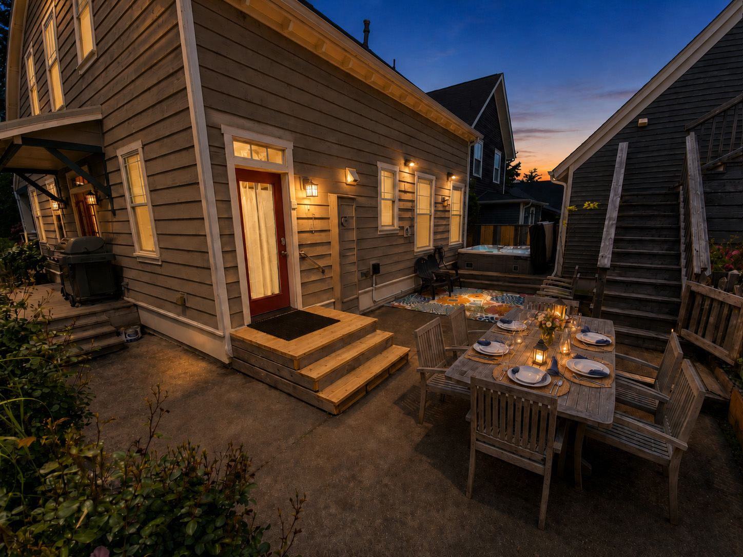 Outdoor dining on the back deck